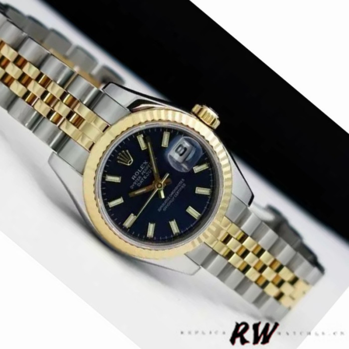 Rolex Datejust 179173 Blue Index Dial Fluted Bezel 26MM Lady Replica Watch