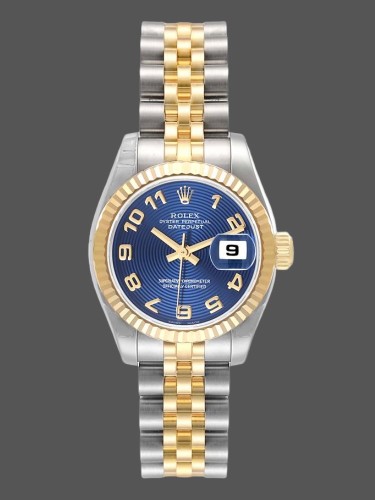 Rolex Datejust 179173 Concentric Circle Blue Dial Fluted Bezel 26MM Lady Replica Watch