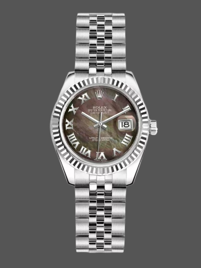 Rolex Datejust 179174 Dark Mother Of Pearl Dial Fluted Bezel 26MM Lady Replica Watch