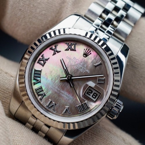 Rolex Datejust 179174 Dark Mother Of Pearl Dial Fluted Bezel 26MM Lady Replica Watch
