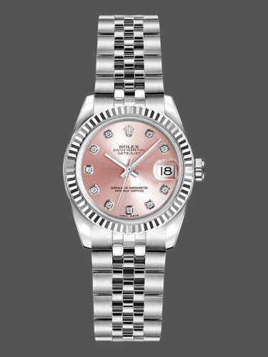Rolex Datejust 179174 Pink Diamond Dial Fluted Bezel 26MM Lady Replica Watch
