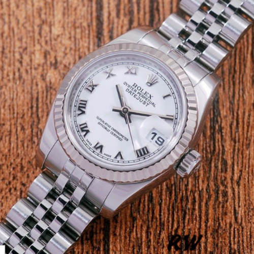Rolex Datejust 179174 White Roman Dial Fluted Bezel 26MM Lady Replica Watch
