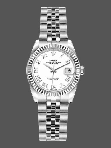 Rolex Datejust 179174 White Roman Dial Fluted Bezel 26MM Lady Replica Watch