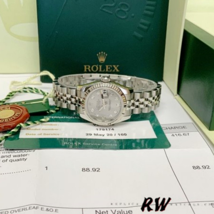 Rolex Datejust 179174 Silver Diamond Dial Fluted Bezel 26MM Lady Replica Watch