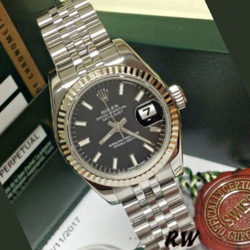Rolex Datejust 179174 Black Index Dial Fluted Bezel 26MM Lady Replica Watch