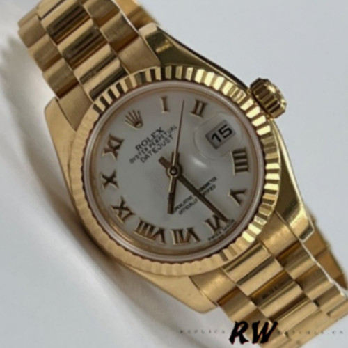 Rolex Datejust 179178 White Roman Dial Dial Yellow Gold 26MM Lady Replica Watch