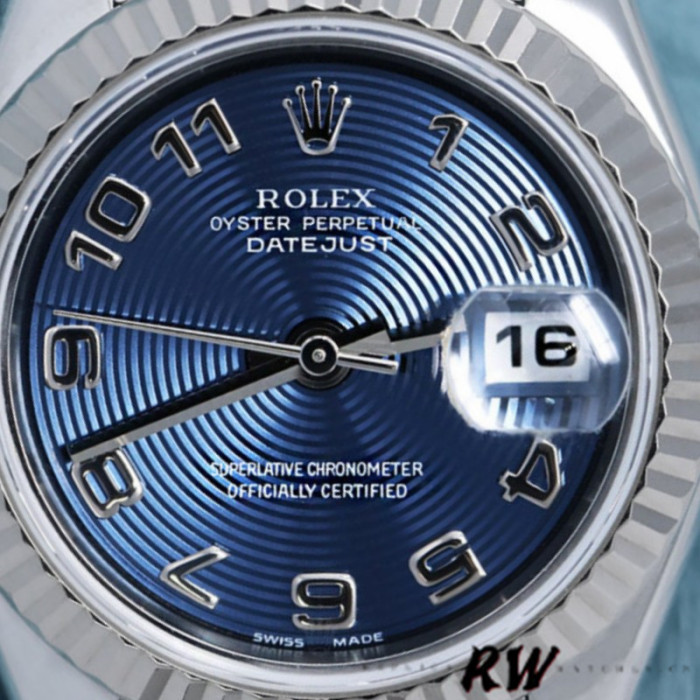 Rolex Datejust 179174 Concentric Circle Blue Dial Fluted Bezel 26MM Lady Replica Watch