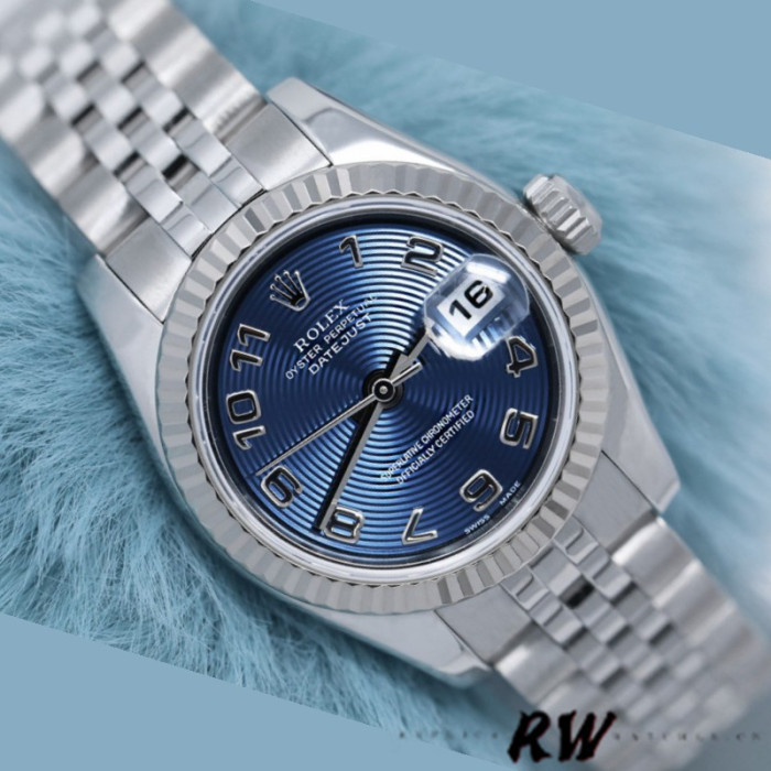 Rolex Datejust 179174 Concentric Circle Blue Dial Fluted Bezel 26MM Lady Replica Watch