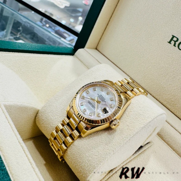 Rolex Datejust 179178 Mother of Pearl Diamonds Dial Yellow Gold 26MM Lady Replica Watch