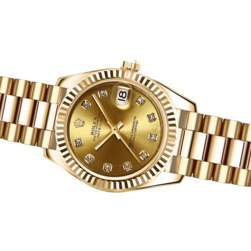 Rolex Datejust 179178 Champagne Diamonds Dial Yellow Gold 26MM Lady Replica Watch