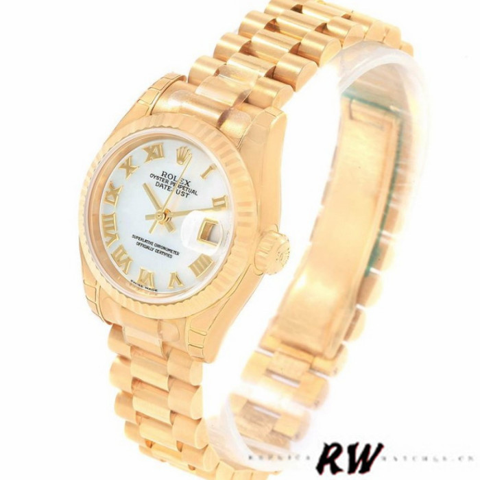 Rolex Datejust 179178 Mother of Pearl White Dial Dial Yellow Gold 26MM Lady Replica Watch