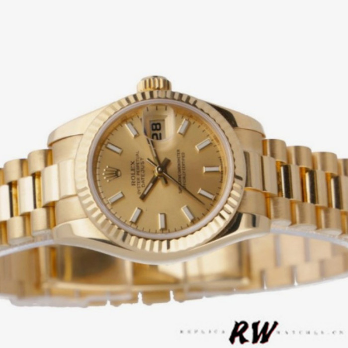 Rolex Datejust 179178 Champagne Index Dial Yellow Gold 26MM Lady Replica Watch