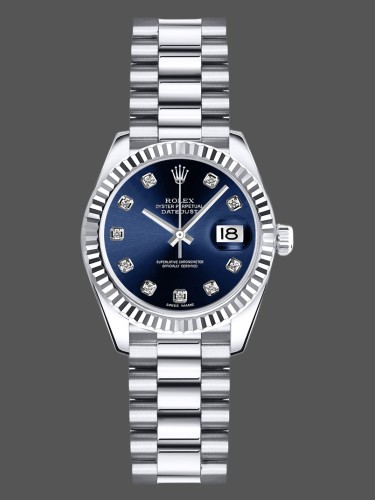 Rolex Datejust 179179 Blue Diamond Dial Fluted Bezel 26MM Lady Replica Watch