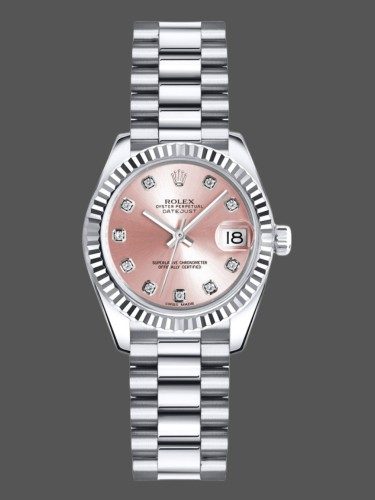 Rolex Datejust 179179 Pink Diamond Dial Fluted Bezel 26MM Lady Replica Watch