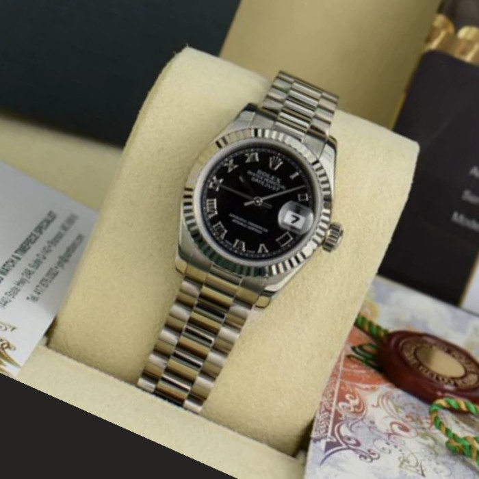 Rolex Datejust 179179 Black Roman Numeral Dial Fluted Bezel 26MM Lady Replica Watch