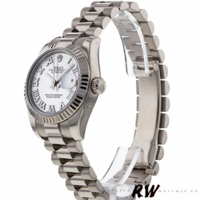 Rolex Datejust 179179 White Roman Numeral Dial Fluted Bezel 26MM Lady Replica Watch