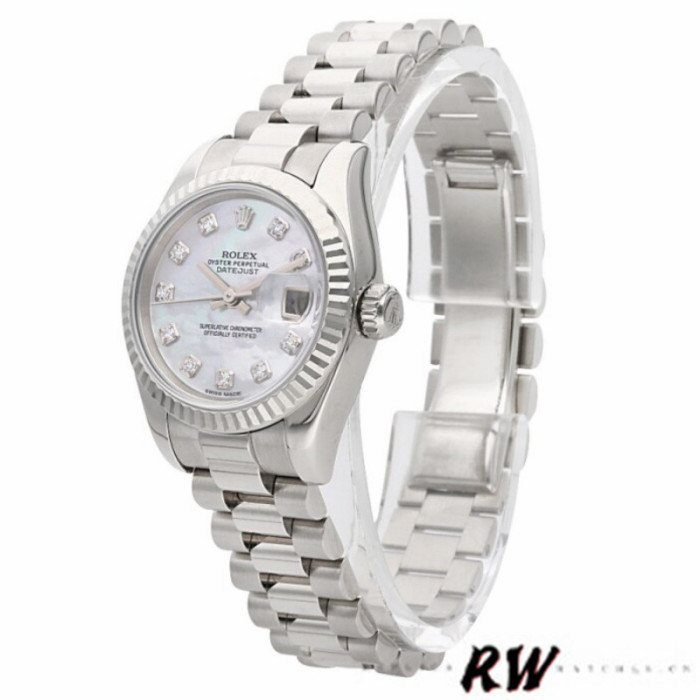 Rolex Datejust 179179 Mother of Pearl Diamond Dial Fluted Bezel 26MM Lady Replica Watch