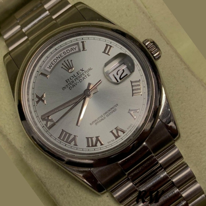 Rolex Day-Date 218206 Concentric Rhodium Grey Roman Numeral Dial Platinum 41MM Mens Replica Watch