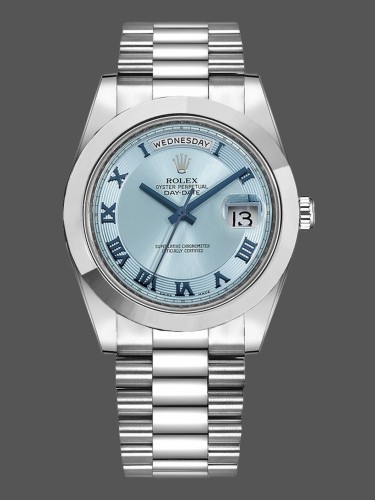 Rolex Day-Date 218206 Concentric Circle Ice Blue Dial Platinum 41MM Mens Replica Watch