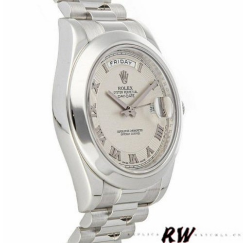 Rolex Day-Date 218206 Concentric Circle Ivory Roman Numeral Dial Platinum 41MM Mens Replica Watch