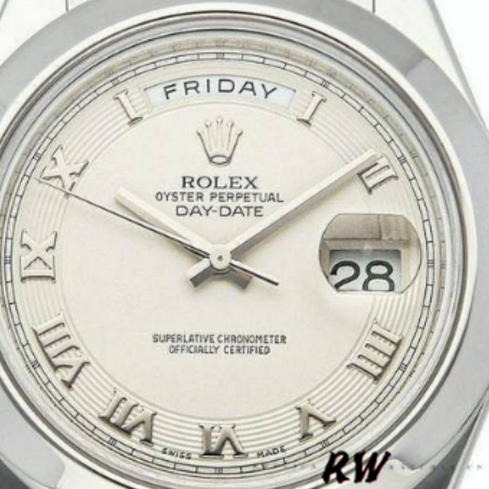 Rolex Day-Date 218206 Concentric Circle Ivory Roman Numeral Dial Platinum 41MM Mens Replica Watch