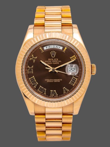 Rolex Day-Date 218235 Chocolate Brown Dial Rose Gold 41MM Mens Replica Watch