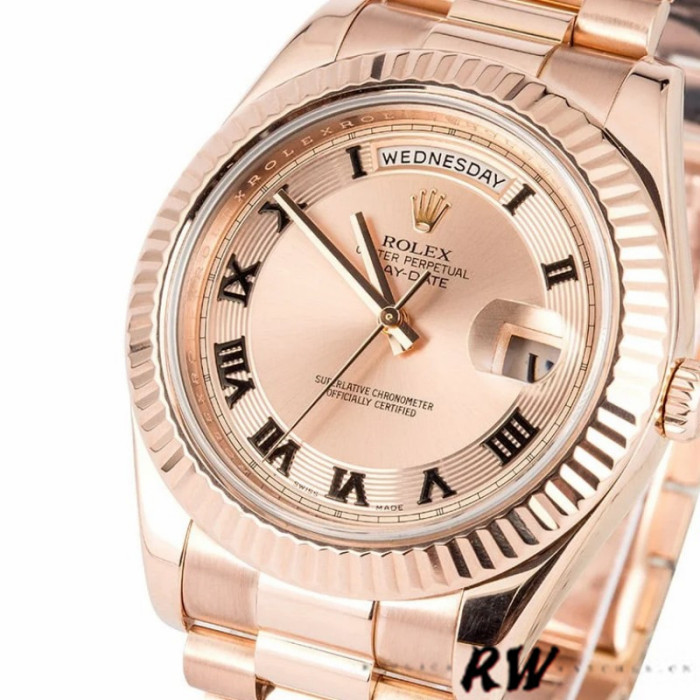 Rolex Day-Date 218235 Concentric Circle Champagne Dial Rose Gold 41MM Mens Replica Watch