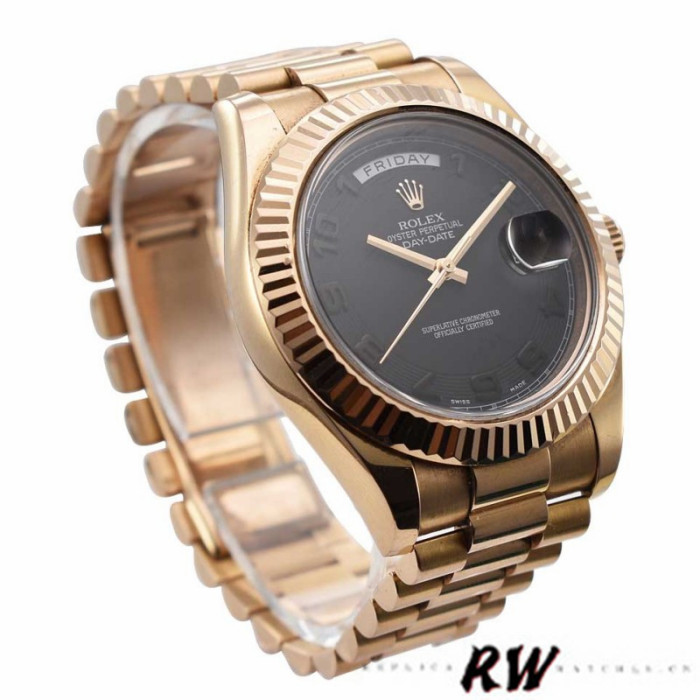 Rolex Day-Date 218235 Black Concentric Arabic Dial Rose Gold 41MM Mens Replica Watch