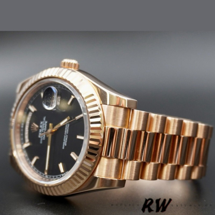Rolex Day-Date 218235 Black Index Dial Rose Gold 41MM Mens Replica Watch