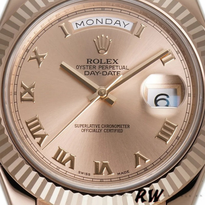 Rolex Day-Date 218235 Rose Roman Dial Rose Gold 41MM Mens Replica Watch