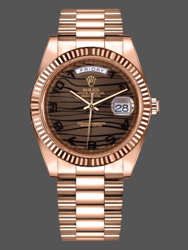 Rolex Day-Date 218235 Wave Bronze Dial Rose Gold 41MM Mens Replica Watch