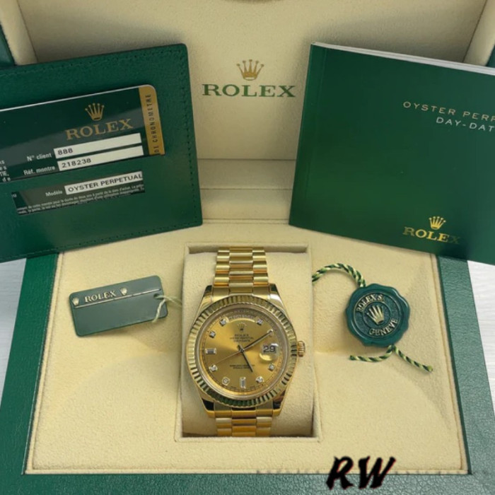 Rolex Day-Date 218238 Champagne Dial Yellow Gold 41MM Mens Replica Watch