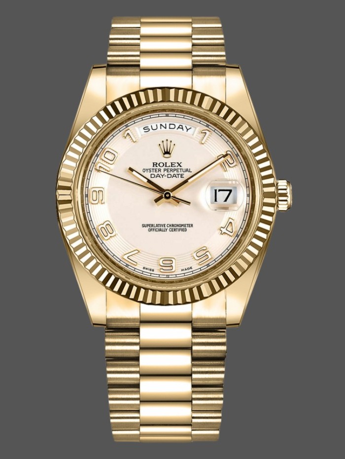Rolex Day-Date 218238 Ivory Dial Yellow Gold 41MM Mens Replica Watch