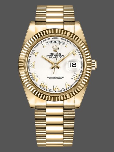 Rolex Day-Date 218238 White Roman Numeral Dial Yellow Gold 41MM Mens Replica Watch