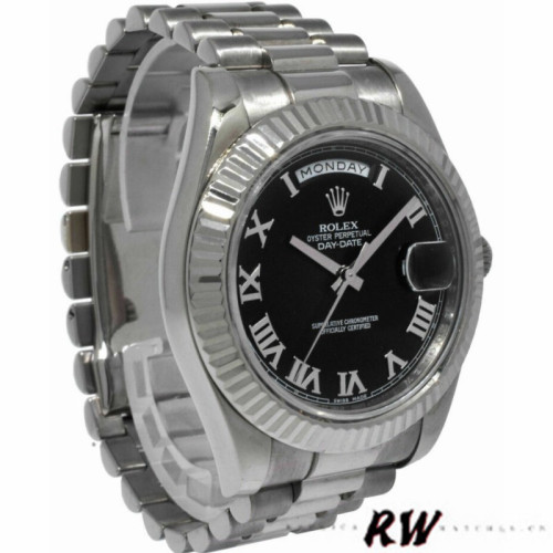 Rolex Day-Date 218239 Black Roman Numerals Dial White Gold 41MM Mens Replica Watch