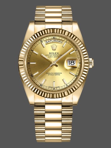 Rolex Day-Date 218238 Champagne Index Dial Yellow Gold 41MM Mens Replica Watch