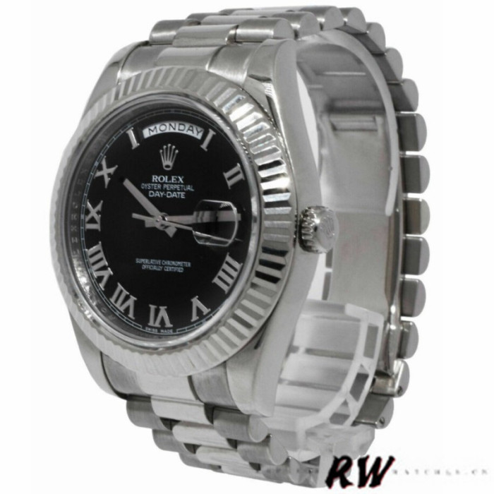 Rolex Day-Date 218239 Black Roman Numerals Dial White Gold 41MM Mens Replica Watch