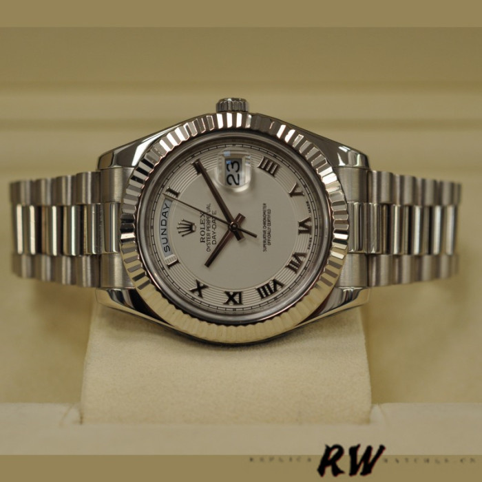 Rolex Day-Date 218239 Ivory Roman Numerals Dial White Gold 41MM Mens Replica Watch