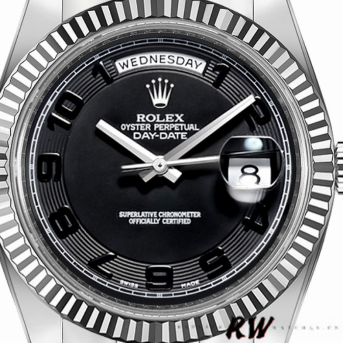 Rolex Day-Date 218239 Concentric Circle Black Dial White Gold 41MM Mens Replica Watch
