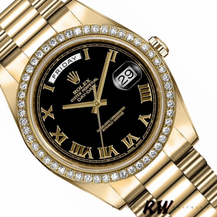 Rolex Day-Date 218348 Black Roman Dial 41MM Mens Replica Watch