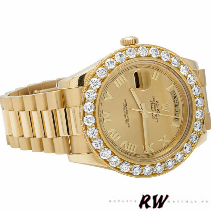 Rolex Day-Date 218348 Champagne Roman Dial 41MM Mens Replica Watch