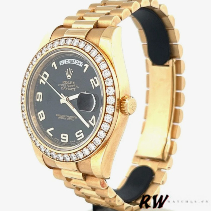 Rolex Day-Date 218348 Wave Black Dial 41MM Mens Replica Watch