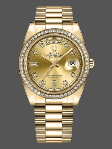 Rolex Day-Date 218348 Champagne Diamonds Dial 41MM Mens Replica Watch