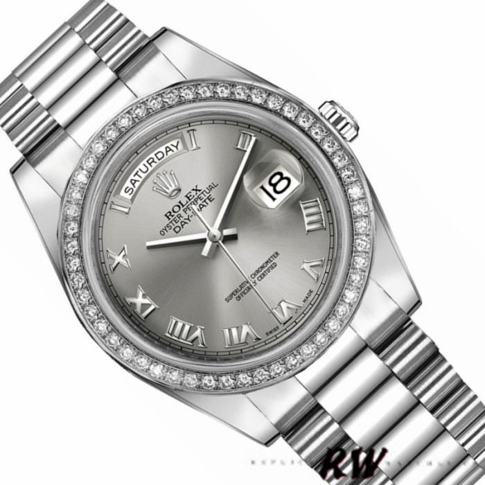 Rolex Day-Date 218349 Rhodium Grey Dial 41MM Mens Replica Watch