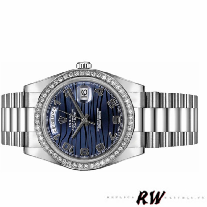 Rolex Day-Date 218349 Wave Blue Dial 41MM Mens Replica Watch