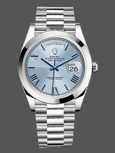 Rolex Day-Date 228206 Ice Blue Quadrant Dial Platinum 40MM Mens Replica Watch