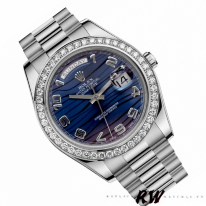 Rolex Day-Date 218349 Wave Blue Dial 41MM Mens Replica Watch