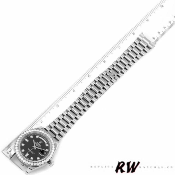 Rolex Day-Date 218349 Black Diamond Dial 41MM Mens Replica Watch