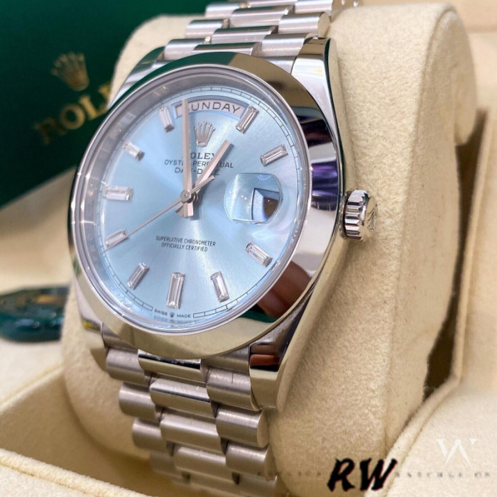 Rolex Day-Date 228206 Ice Blue Dial Platinum 40MM Mens Replica Watch