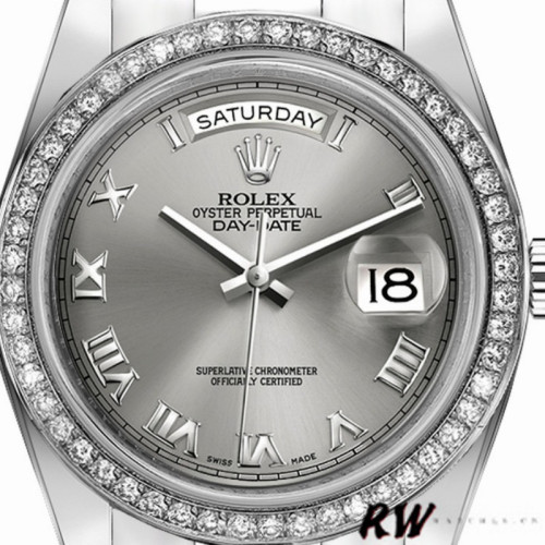 Rolex Day-Date 218349 Rhodium Grey Dial 41MM Mens Replica Watch